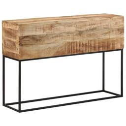 Berkfield Home Console Table 110x30x75 cm Solid Wood Rough Mango & Iron in Brown - Size: 110 x 30 x 75 cm - thumbnail 2