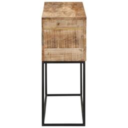 Berkfield Home Console Table 110x30x75 cm Solid Wood Rough Mango & Iron in Brown - Size: 110 x 30 x 75 cm - thumbnail 3