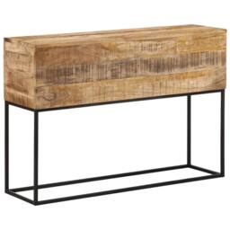 Berkfield Home Console Table 110x30x75 cm Solid Wood Rough Mango & Iron in Brown - Size: 110 x 30 x 75 cm - thumbnail 9