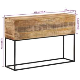 Berkfield Home Console Table 110x30x75 cm Solid Wood Rough Mango & Iron in Brown - Size: 110 x 30 x 75 cm - thumbnail 8