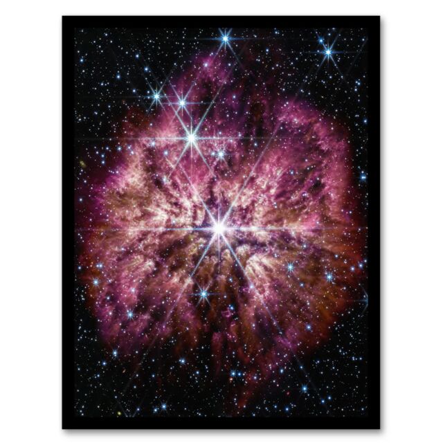 Artery8 Wall Art Print NASA James Webb Space Telescope Rarely Seen Prelude to Supernova Wolf-Rayet Star Bedroom Decor Art Framed in Black - Size: A4 - image 1