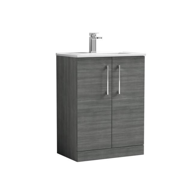 Balterley Bathroom 2 Soft Close Door, Floor, Vanity Unit, Anthracite, 600mm in Grey - image 1