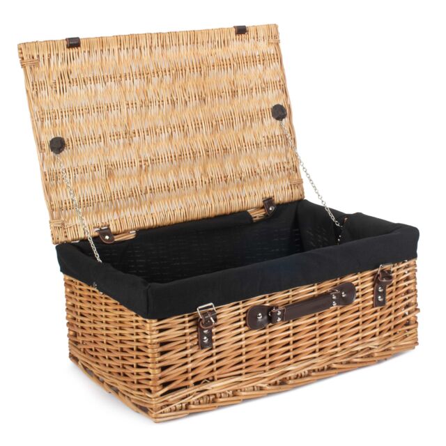 Red Hamper Wicker 55cm Buff Picnic Basket with Cotton Lining in Black - image 1