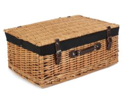 Red Hamper Wicker 55cm Buff Picnic Basket with Cotton Lining in Black - thumbnail 2