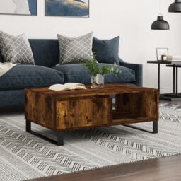 Berkfield Home Coffee Table Smoked Oak 90x60x35 cm Engineered Wood in Brown - Size: 90 x 60 x 35 cm - thumbnail 1