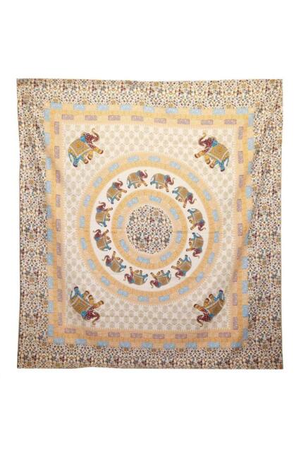 KDMD Elephant Mandala Wall Hanging & Beach Spread - Brown & Orange on Cream - image 1