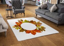 Benjamin Tate Design Circled Autumn Leaves Designer Rug in Natural - Size: Large - thumbnail 2