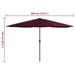 Berkfield Home Garden Parasol with Metal Pole 390 cm Bordeaux Red - thumbnail 6