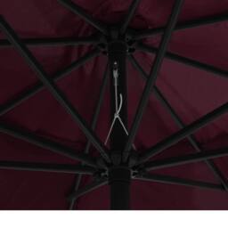 Berkfield Home Garden Parasol with Metal Pole 390 cm Bordeaux Red - thumbnail 5