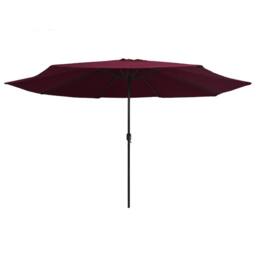 Berkfield Home Garden Parasol with Metal Pole 390 cm Bordeaux Red - thumbnail 2