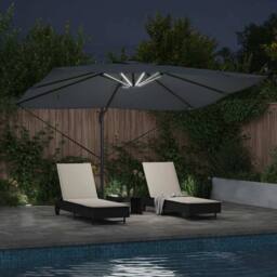 Berkfield Home Versatile Cantilever Roma Parasol with LEDs Anthracite 352x251x26 in Charcoal - thumbnail 4