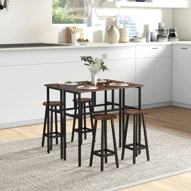 EONLION 6-Piece Industrial Bar Table Set in Brown - Size: 100 cm - image 1