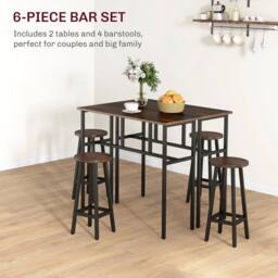 EONLION 6-Piece Industrial Bar Table Set in Brown - Size: 100 cm - thumbnail 5