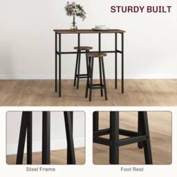 EONLION 6-Piece Industrial Bar Table Set in Brown - Size: 100 cm - thumbnail 4