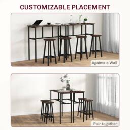 EONLION 6-Piece Industrial Bar Table Set in Brown - Size: 100 cm - thumbnail 3