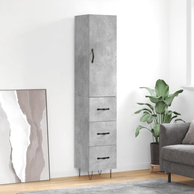 Berkfield Home Highboard Concrete Grey 34.5x34x180 cm Engineered Wood - image 1