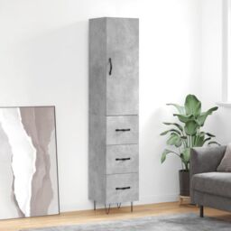 Berkfield Home Highboard Concrete Grey 34.5x34x180 cm Engineered Wood - thumbnail 1