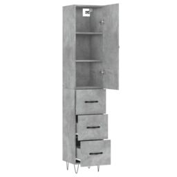Berkfield Home Highboard Concrete Grey 34.5x34x180 cm Engineered Wood - thumbnail 4