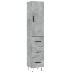 Berkfield Home Highboard Concrete Grey 34.5x34x180 cm Engineered Wood - thumbnail 2