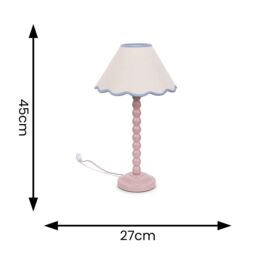 ValueLights Bobbins Rose Pink Table Lamp with Tapered Natural Linen Scallop Shade in Black - thumbnail 5