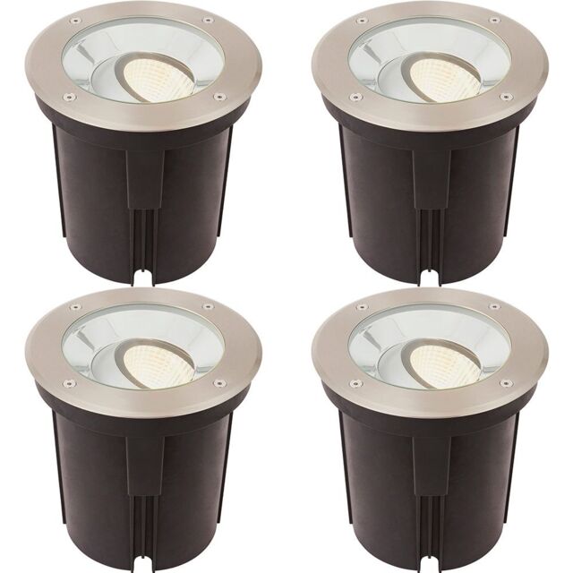 Loops 4 PACK Stainless Steel IP67 Ground Light - 16.5W Warm White Tilting Head LED in Metallics - image 1