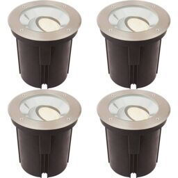 Loops 4 PACK Stainless Steel IP67 Ground Light - 16.5W Warm White Tilting Head LED in Metallics