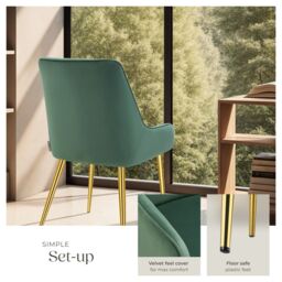tectake Dining Chair Avane Set Of 2 - Green - Size: 2 Pack - thumbnail 4