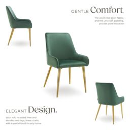 tectake Dining Chair Avane Set Of 2 - Green - Size: 2 Pack - thumbnail 3