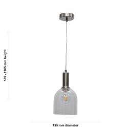 First Choice Lighting Belten - Clear Glass Cloche Satin Nickel Deco Pendant Fitting - thumbnail 5
