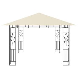Berkfield Home Gazebo with Mosquito Net&LED String Lights 4x3x2.73 m Cream in Beige - thumbnail 6