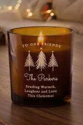 Personalised Memento Company Personalised Christmas Tree Amber Glass Candle in Light Brown - thumbnail 3
