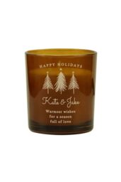 Personalised Memento Company Personalised Christmas Tree Amber Glass Candle in Light Brown