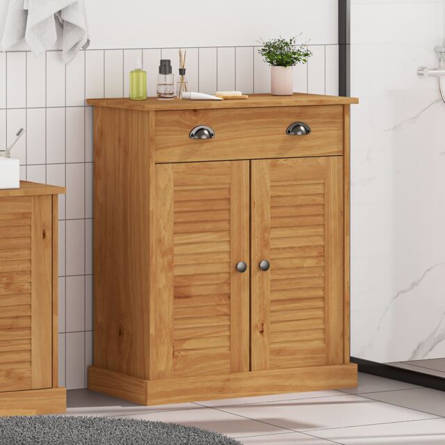 Berkfield Home Bathroom Cabinet Honey brown 68 x 34 x 80 cm Solid pine wood - image 1