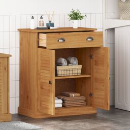 Berkfield Home Bathroom Cabinet Honey brown 68 x 34 x 80 cm Solid pine wood - thumbnail 4