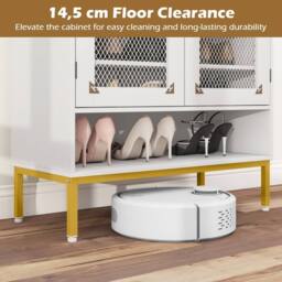 Costway Wooden 5-Tier Shoe Cabinet Modern Shoe Storage Organizer w/Glass Doors in White - thumbnail 7