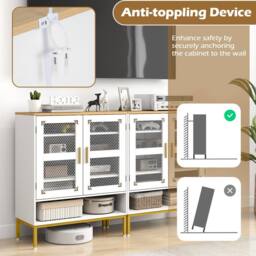 Costway Wooden 5-Tier Shoe Cabinet Modern Shoe Storage Organizer w/Glass Doors in White - thumbnail 9