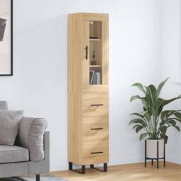 Berkfield Home Highboard Sonoma Oak 34.5x34x180 cm Engineered Wood in Light Brown - thumbnail 2
