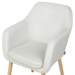 Wyld and Coco Prestige Dining Chair White Velvet Upholstery Armrests Solid - thumbnail 6