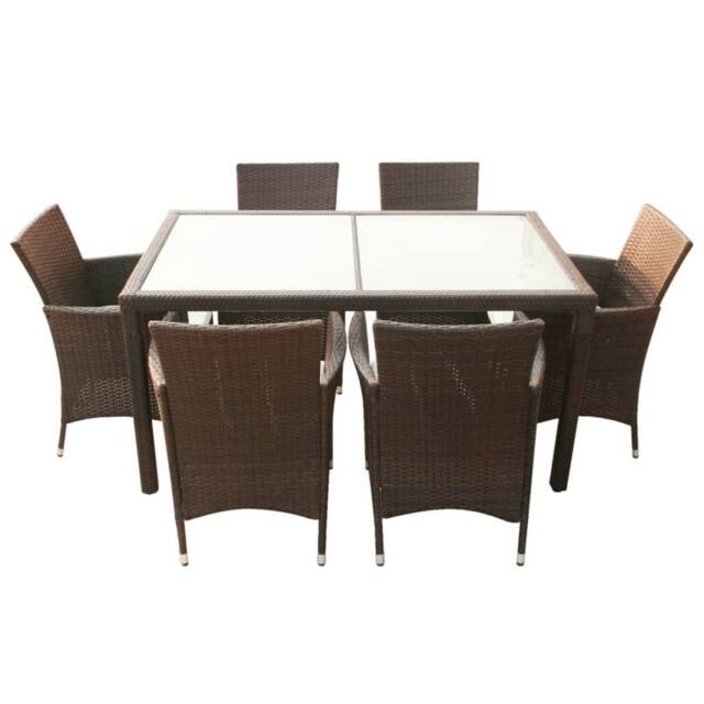 Berkfield Home Sturdy 7 Piece Outdoor Dining Set with Cushions Poly Rattan Brown - image 1