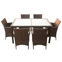Berkfield Home Sturdy 7 Piece Outdoor Dining Set with Cushions Poly Rattan Brown - thumbnail 1