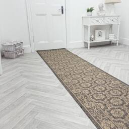 runrug Hallway Carpet Runner Rug - Hardwearing & Durable, 7mm - 'Bloom' in Brown - Size: 66 cm x 360 cm - thumbnail 3