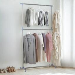 Pirlo Plush Industrial Heavy Duty Adjustable Garment Rail On Wheels in Grey - thumbnail 4