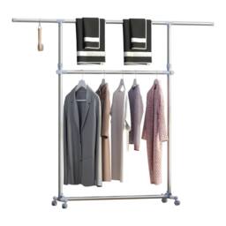 Pirlo Plush Industrial Heavy Duty Adjustable Garment Rail On Wheels in Grey - thumbnail 6