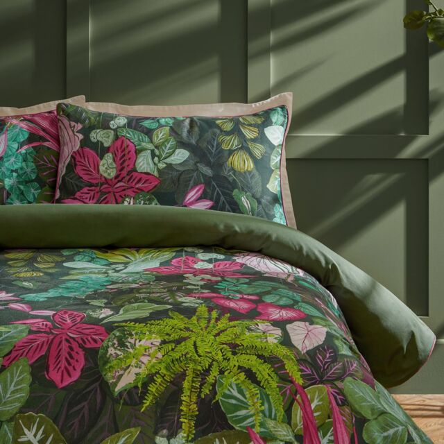Paoletti Veadeiros Exotic Floral Pillowcase Pair in Green - Size: Standard Pillow Case - image 1