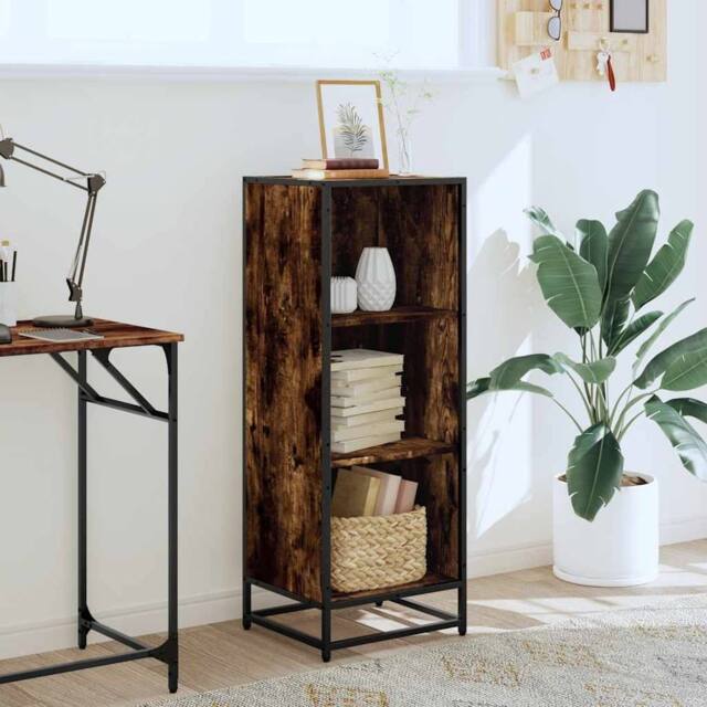 Berkfield Home Modern Book Cabinet Smoked Oak 40x35x107.5 cm Engineered Wood in Brown - image 1