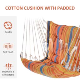 OUTSUNNY Outdoor Hammock Cushioned Chair Patio Swing Seat Wooden in Orange - thumbnail 6