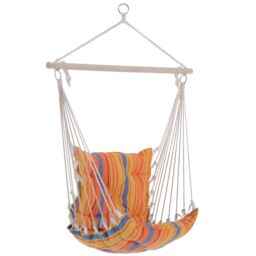 OUTSUNNY Outdoor Hammock Cushioned Chair Patio Swing Seat Wooden in Orange - thumbnail 2