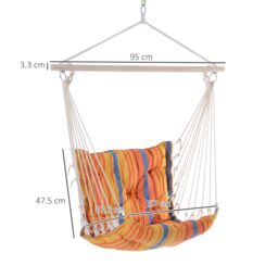 OUTSUNNY Outdoor Hammock Cushioned Chair Patio Swing Seat Wooden in Orange - thumbnail 3