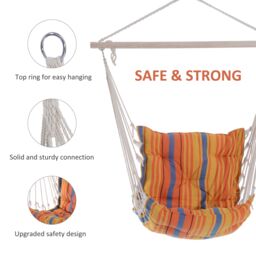 OUTSUNNY Outdoor Hammock Cushioned Chair Patio Swing Seat Wooden in Orange - thumbnail 4