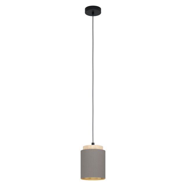 Loops Pendant Light Colour Black Brown Shade Cappuccino Fabric Bulb E27 1x40W - image 1